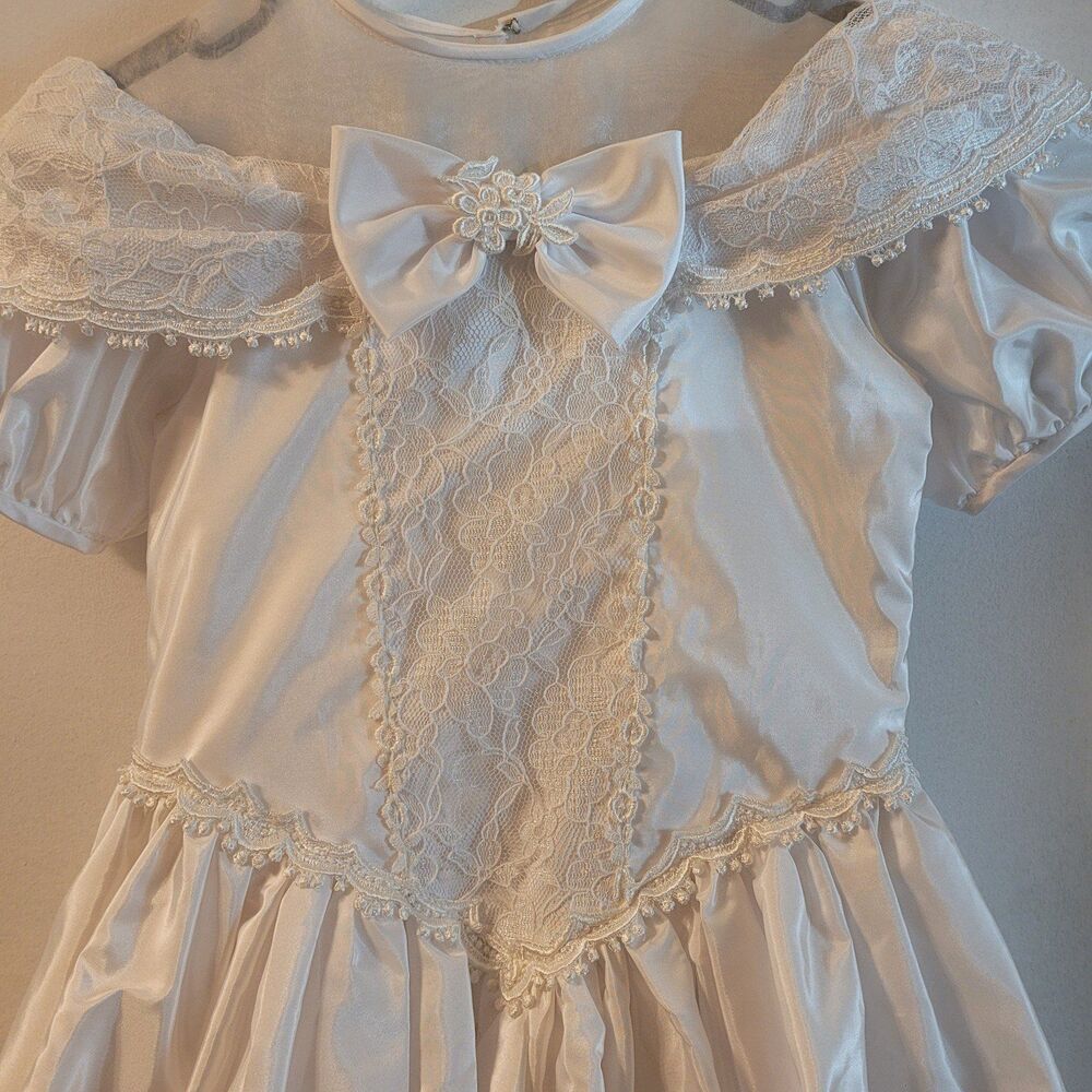 Girls size 8 White Dress Communion Flower etc